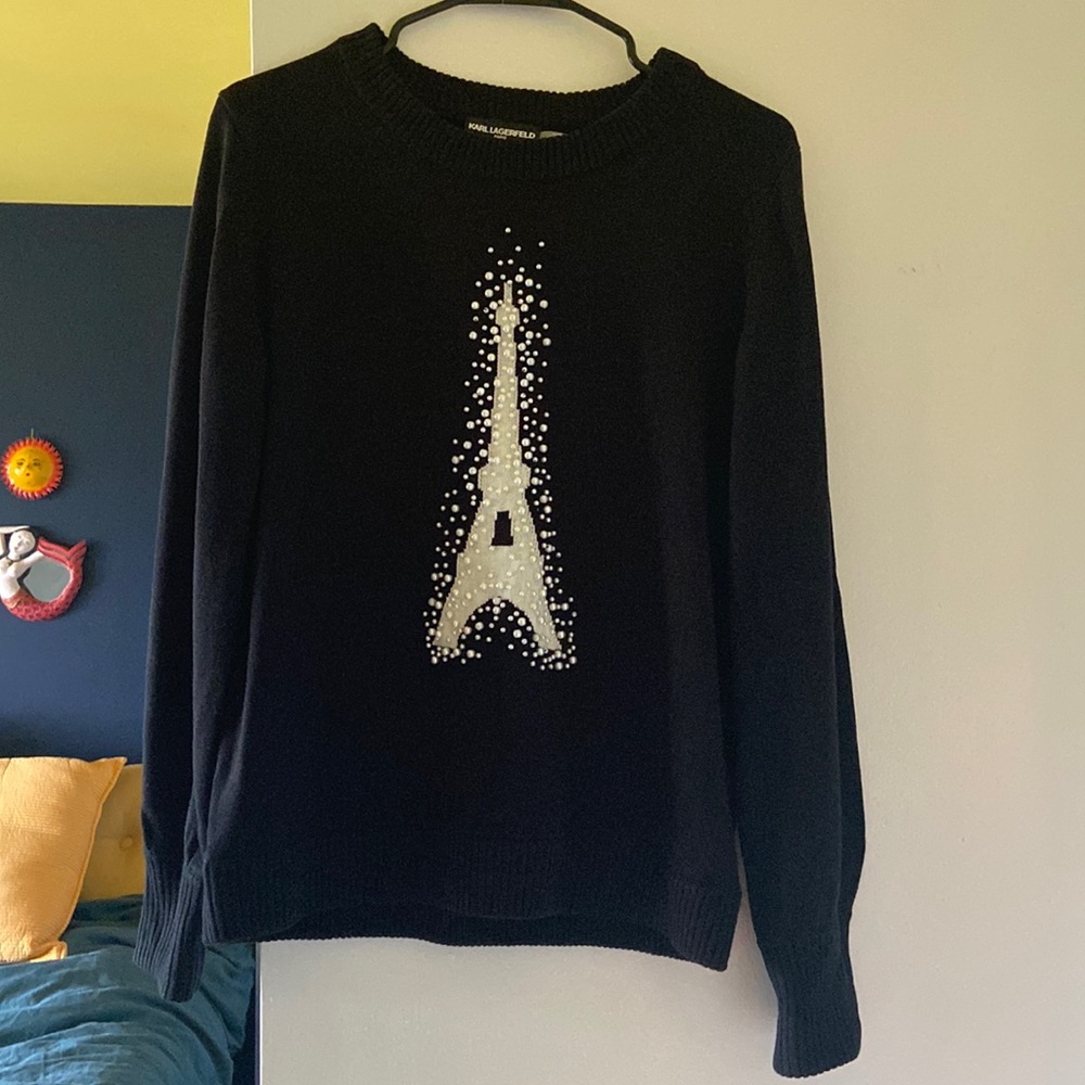Karl Lagerfeld Eiffel Tower sweater with Pearl decoration-never worn